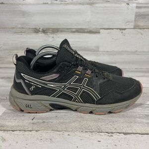 Asics Gel-Venture 8 Womens Athletic Shoes Black‎ Lace Up Pink Soles Size 11